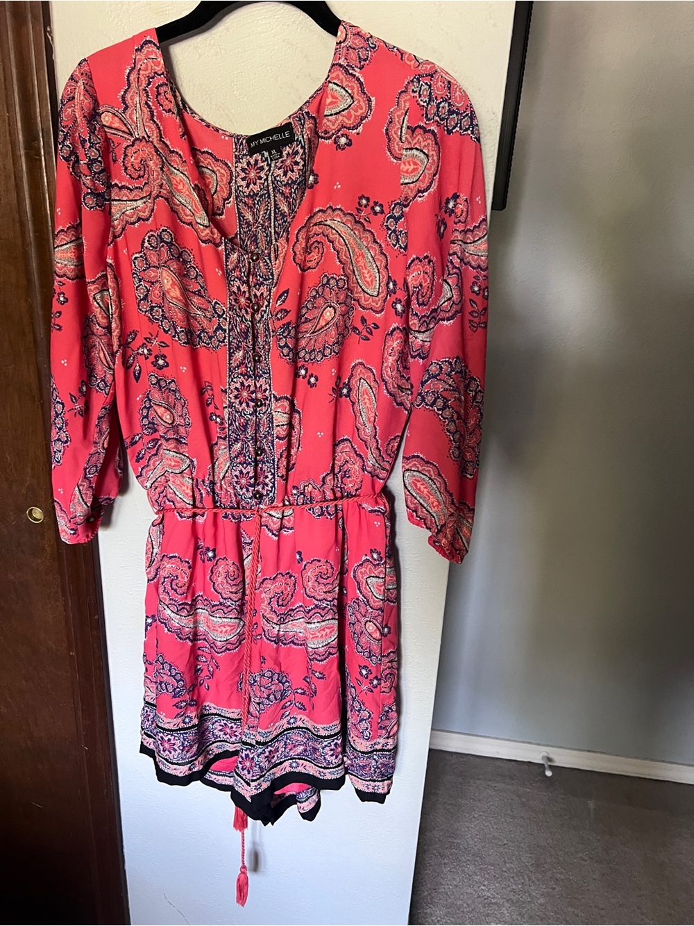 My Michelle Coral Pink Paisley Romper